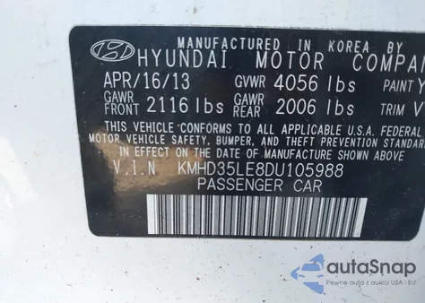 2013 Hyundai Elantra Gt из США, поврежденный, VIN KMHD35LE8DU105988